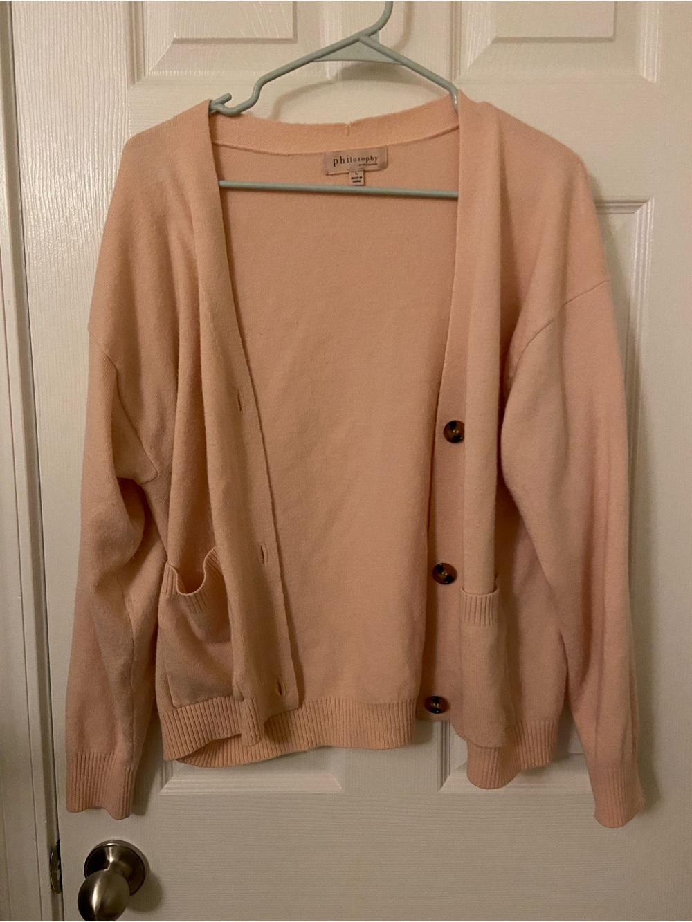 philosophy Soft Pink Button-Up Cardigan Sweater